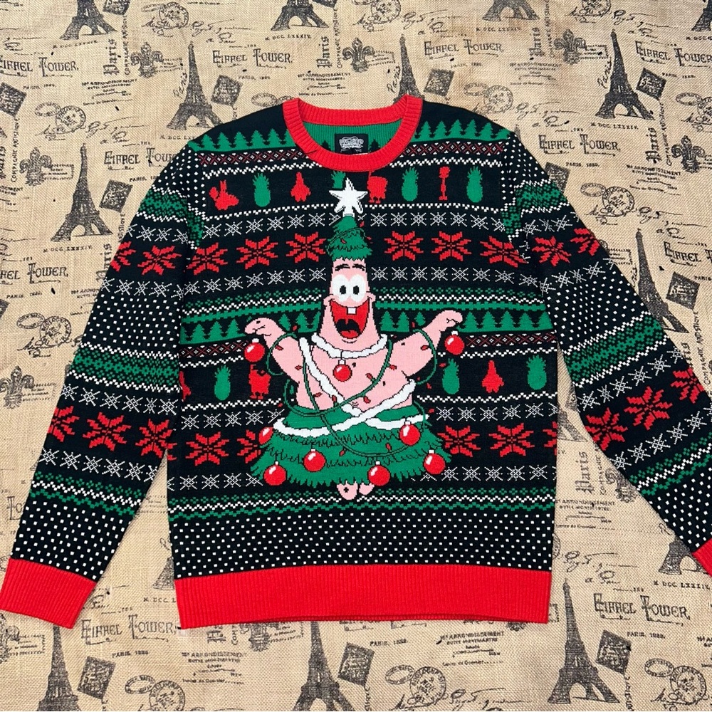 Spongebob NWT! Squarepants Christmas Ugly Sweater Patrick Christmas Tree Size M